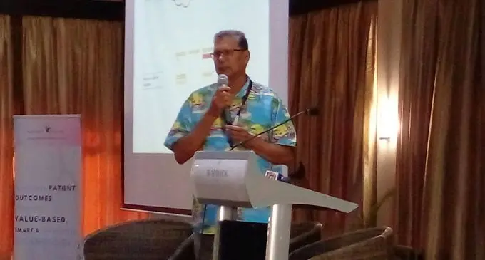 Doctor Vinod Singh conducting his presentation at the 28 th Fiji College of General Practitioners Annual Conference at the Warwick Fiji Resort and Spa on July 30, 2022.Photo. Salote Qalubau