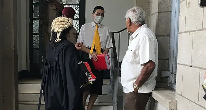 Canadian national serving jail time in Fiji for drug possession, Joshua Aziz Rahman (centre) outside the High Court in Suva on November 1, 2022. Photo: Ashna Kumar