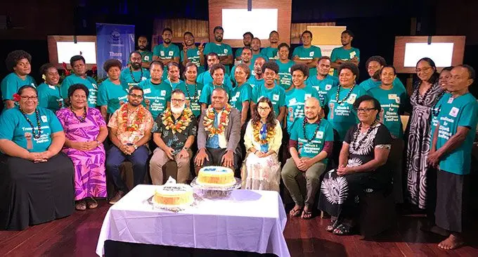 Representatives from Naviavia Settlement, Vunisavisavi Settlement and Vunidogoloa Village gathered with chief guests during the closing of three days training at Wasawasa conference room of Namale Resort in Savusavu on April 22, 2022. Photo: Shratika Naidu