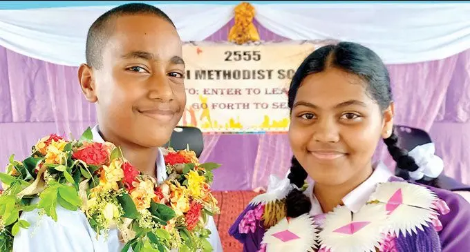 Vuci Methodist Primary school head boy Epi Lutumailagi and Head girl Jyoti Romana. Photo: Ronald Kumar