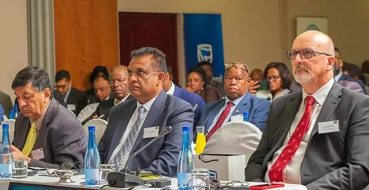 Sugar minister, Charan Jeath Singh, permanent secretary Yogesh Punja, at the 62nd International Sugar Organisation (ISO) Council meeting at Ezulwini, Eswatini.