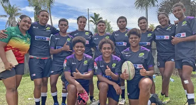 The Kadavu women’s 7s team during the Nataleira 7s at Ratu Cakobau Park last month.  Photo: Ioane Asioli
