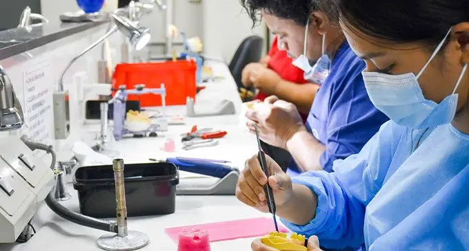 Students at the FNU Prosthetics Lab.