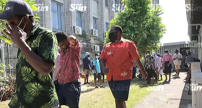 Alleged Nabua brawlers outside the Magistrates Court in Suva on December 9, 2021. Photo: Ashna Kumar
