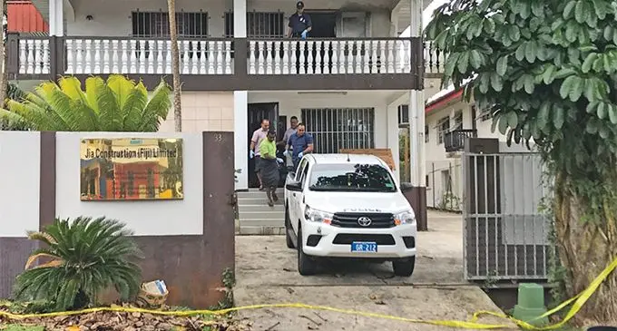 A team of Police officers removing the body from the house along Salato Road in Namadi Heights, Suva, on May 13, 2019. Photo: Ashna Kumar