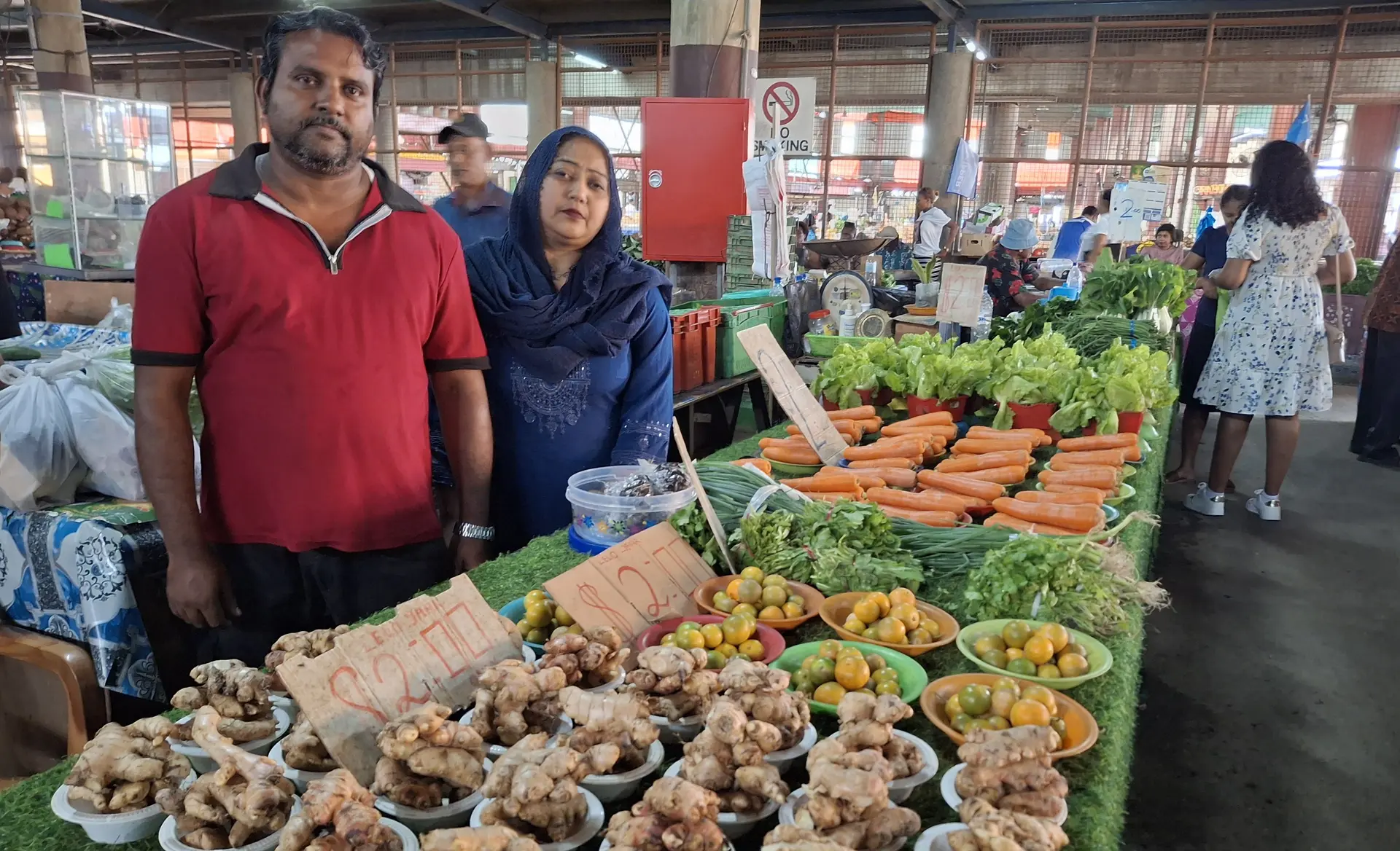 Shan Mohammed with wife, Zabeen Nisha at the Lautoka Market.