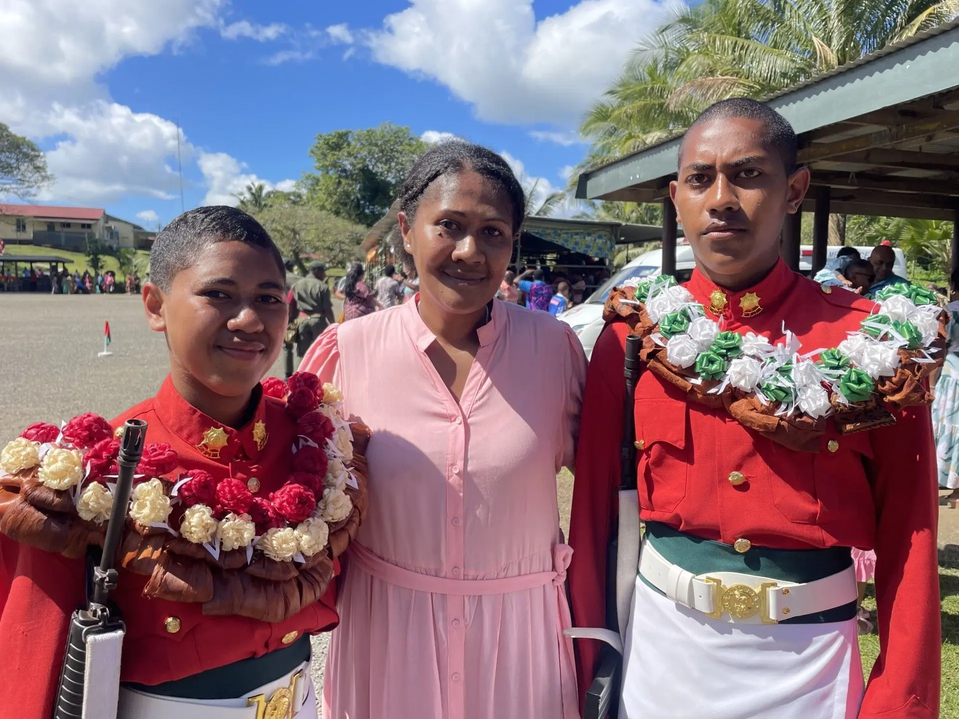 From left: Best of All Round Recruit awardee Sonia Topaz, mother Taraivini Moi and brother Kemueli Moi.