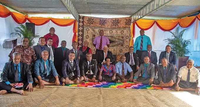 Prime Minister Voreqe Bainimarama with members of the  Namosi Provincial Council  during their meeting at Veivatuloa Village, Namosi on April 21, 2022.  Photo: Leon Lord 