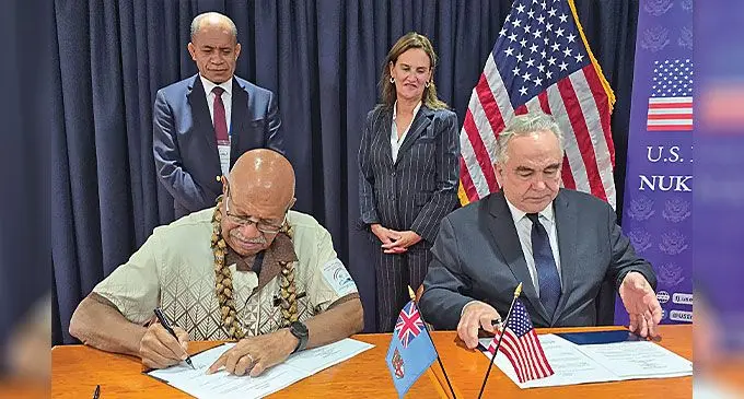 Prime Minister Sitiveni Rabuka, with US Deputy Secretary of State Kurt Campbell in Nuku'alofa, Tonga, on August 28, 2024. Photo: Ivamere Nataro