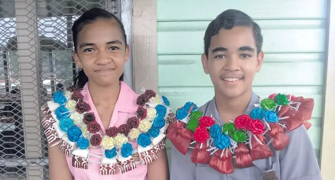 Headgirl Josephine Williams (left), and headboy Rexton Tokito on February 2, 2018. Photo: Lusiana Tuimasala