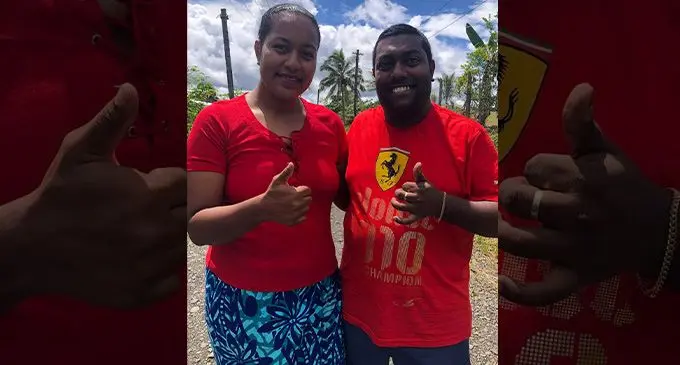 Nabua Secondary School Matua Programme dux Ruth Ledua with her English teacher Rajnesh Ishwar Lingam