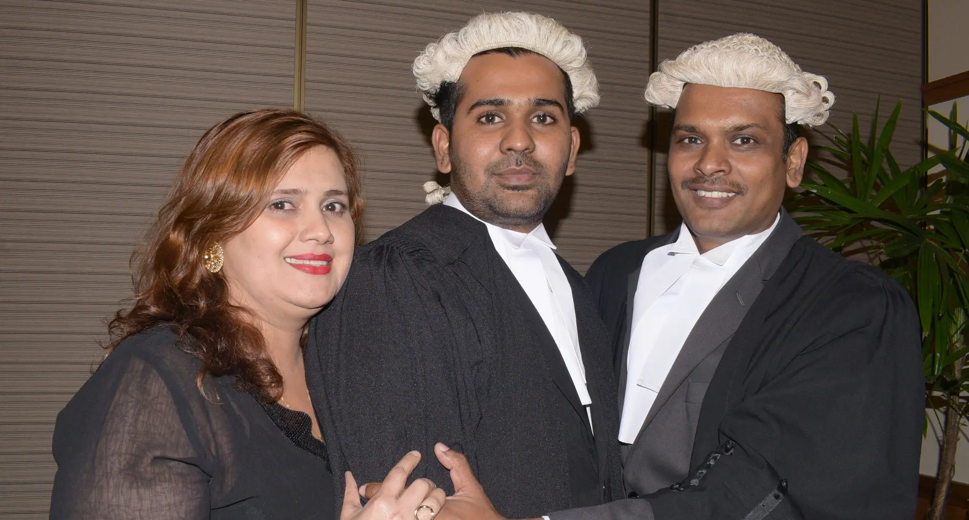 Akshay Chand (middle) with this parents, Shamima an Anil Chand following his Admission to the Bar by Acting Chief Justice Kamal Kumar at Grand Pacific Hotel on August 16, 2019. Photo: Ronald Kumar.