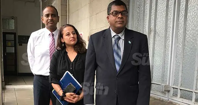 From left: Ministry of Environment Permanent Secretary, Joshua Wycliffe, Director for Environment, Sandeep Singh, and the Minister for Environment, Mahendra Reddy. Photo: Ashna Kumar