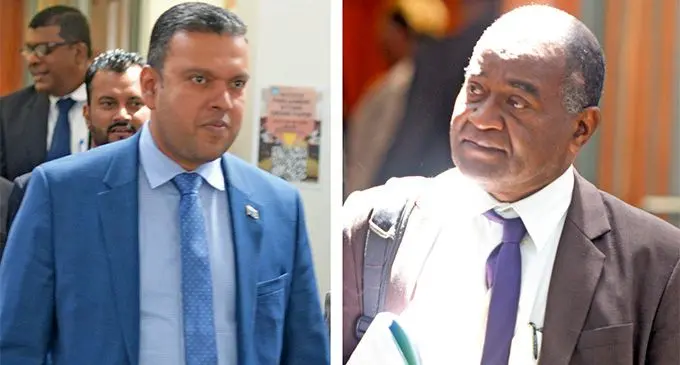 Minister for Lands and Mineral Resources: Ashneel Sudhakar and SODELPA Member of Parliament Niko Nawaikula.