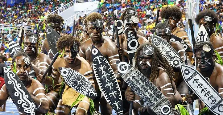 A dance group from the Solomon Islands graced the crowd at the Pacific Games opening ceremony. Photo: Sereana Sala lo