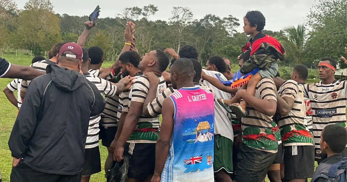Rewa rugby team in a huddle at Bu rebasaga School Grounds on October 3, 2026. 