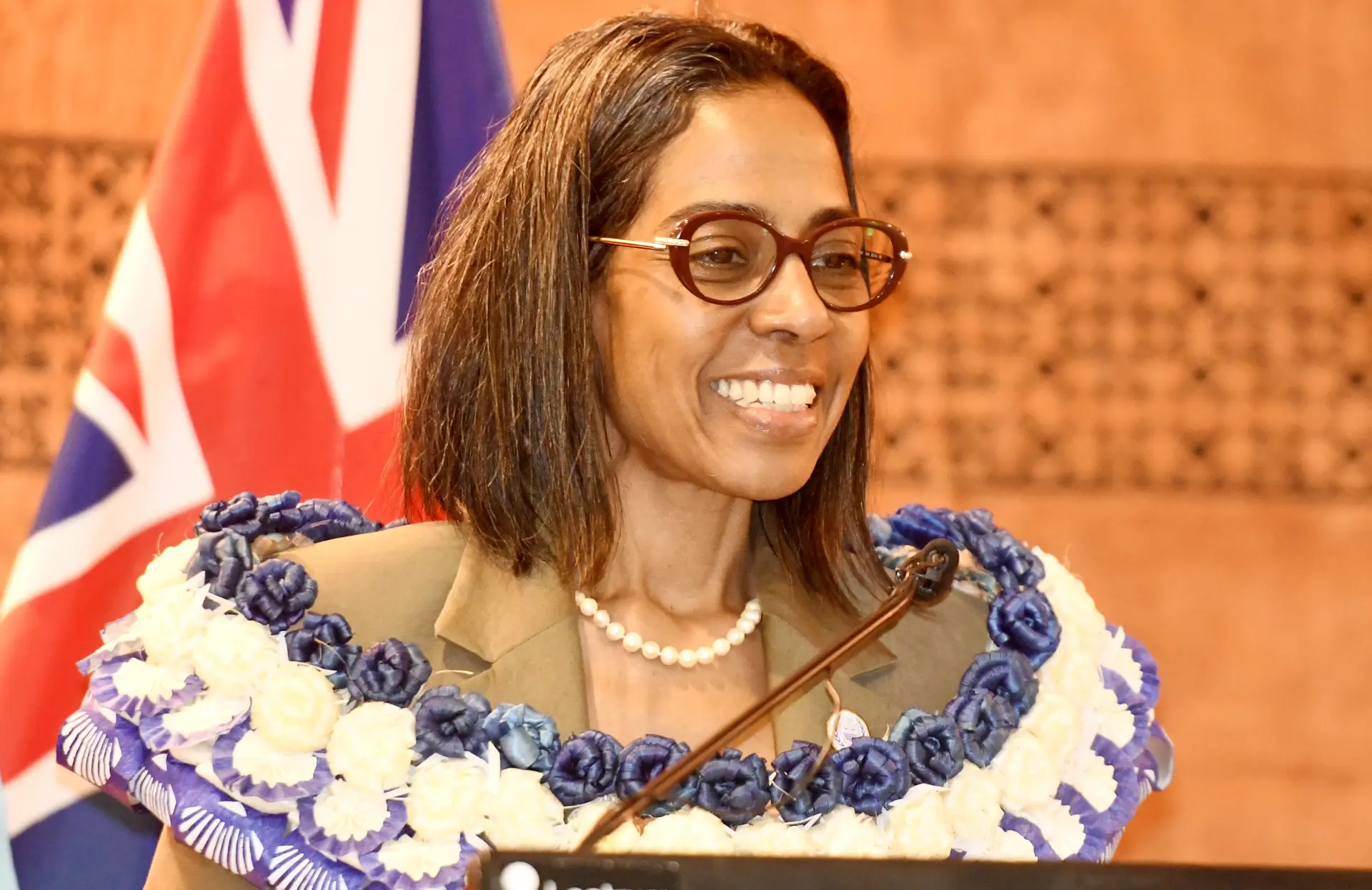 International Seabed Authority Secretary-General Leticia Carvalho delivers her address during her official visit to Fiji at the Grand Pacific Hotel on May 18, 2026.