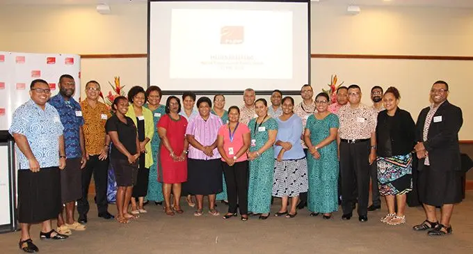 Members of the Fiji National Provident Fund management team with member of the media houses during the media briefing on February 27, 2019. Photo: Fiji National Provident Fund.