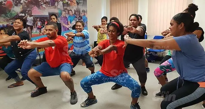 The women participants with the members from Gymnastics Federation of Fiji, (front row) Selvasio Stino and Sulueti Nadavelevu during an activity carried out on June 6, 2020.Photo: Nicolette Chambers