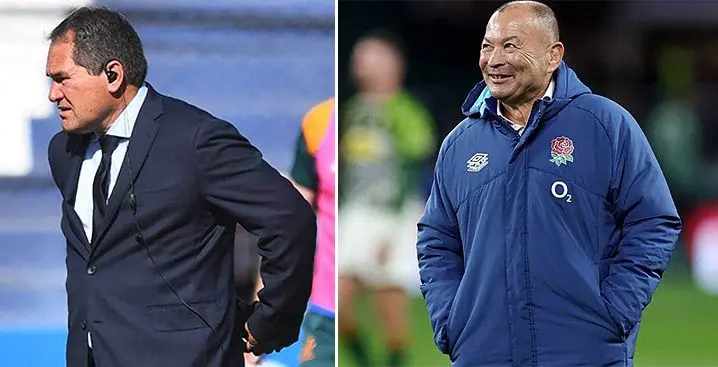 Former Wallabies Dave Rennie and Eddie Jones.