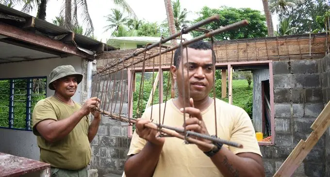 RFMF engineers building a church in Nasese on February 28, 2018. Photo: Ronald Kumar