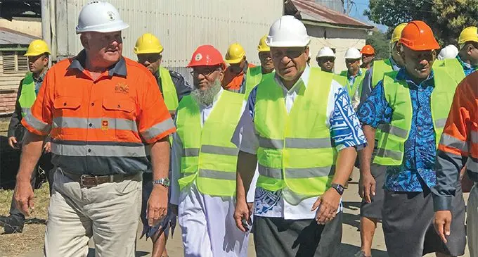 Fiji Sugar Corporation chief executive officer Graham Clark and Prime Minister Voreqe Bainimarama at the opening of the cane crushing season at the Lautoka Mill on June 13. Photo: Charles Chambers
