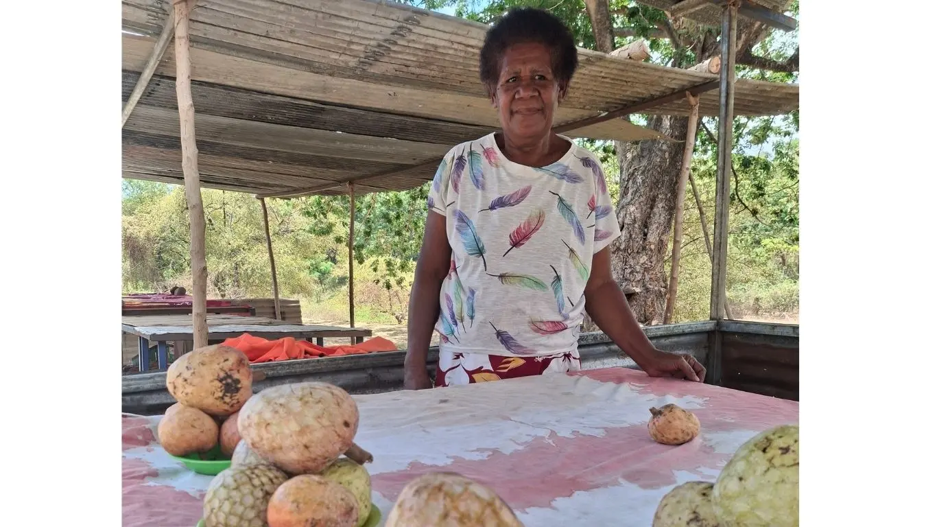 Kinisimere Ranadi at her roadside stall at Navau in Ba.