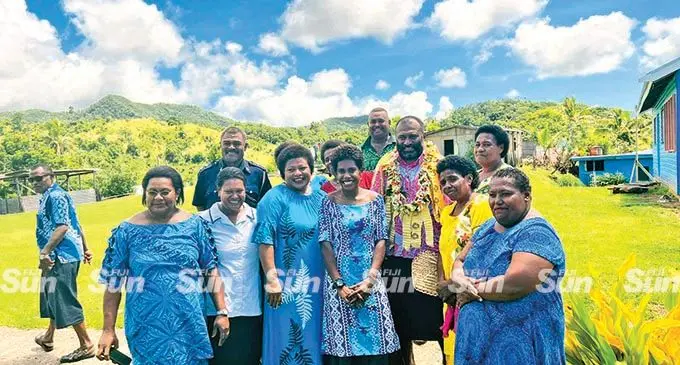 Minister for Health and Medical Services Dr Ifereimi Waqainabete with villagers of Vacalea in Naceva, Kadavu on February 17, 2022. Photo: Fonua Talei