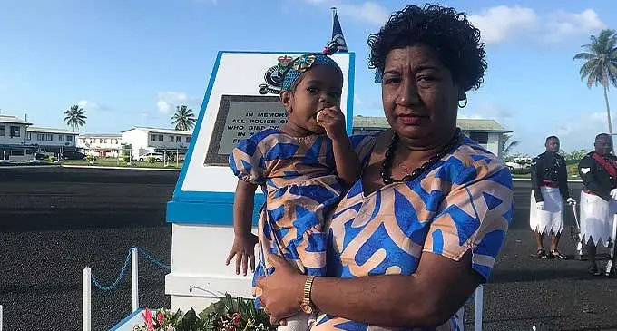 Susana Luveni with her daughter Virisila Taulealea Regu Bari at the Police Remembrance Day which was held at the Police Special Response Unit in Nasinu on September 29, 2022. Photo: Wati Talebula-Nuku