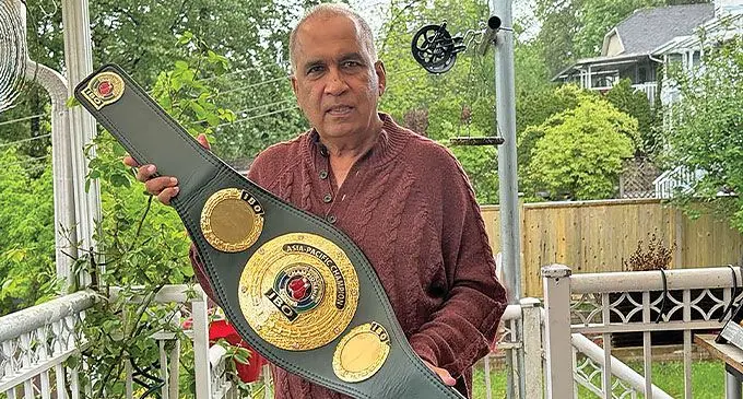 South Pacific Boxing Promotions director Mohammed Shameem with the iBO Asia Pacific title.