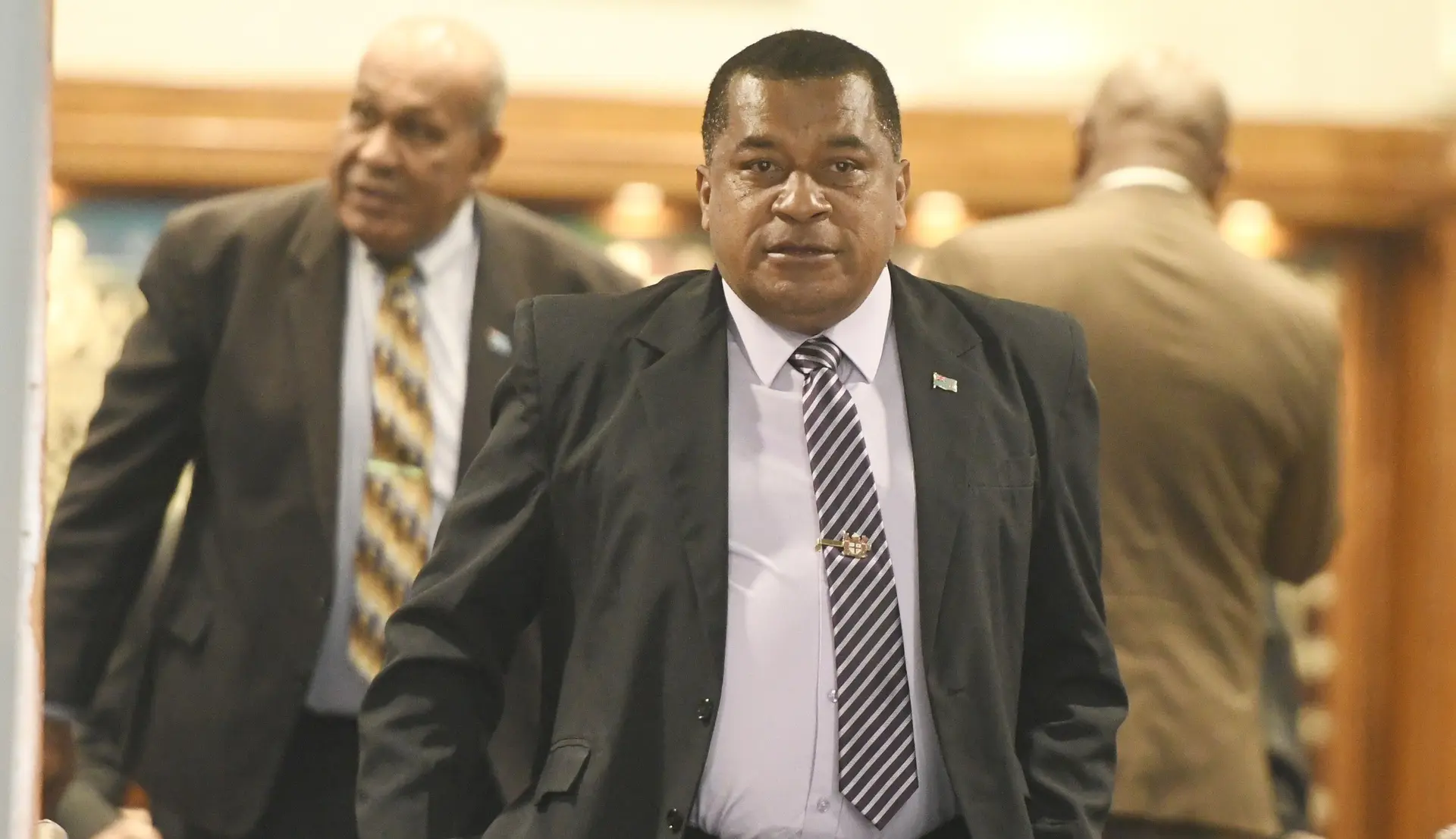 Minister for Housing and Local Government Maciu Nalumisa outside Parliament on October 1, 2025. 