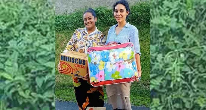 Salote Waqaritu, left, with Loving Island founder Litia Kirwin.