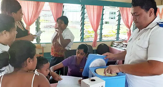 Samabula Health Centre medical staff assist people with vaccination.