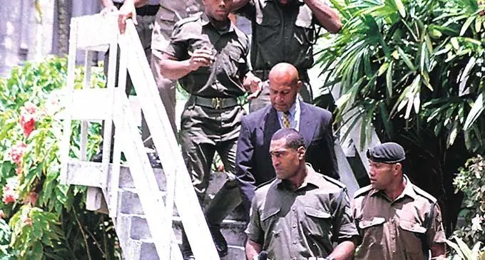 George Speight (middle) after he was convicted to life in prison for treason in 2001. Photo: Ronald Kumar 
