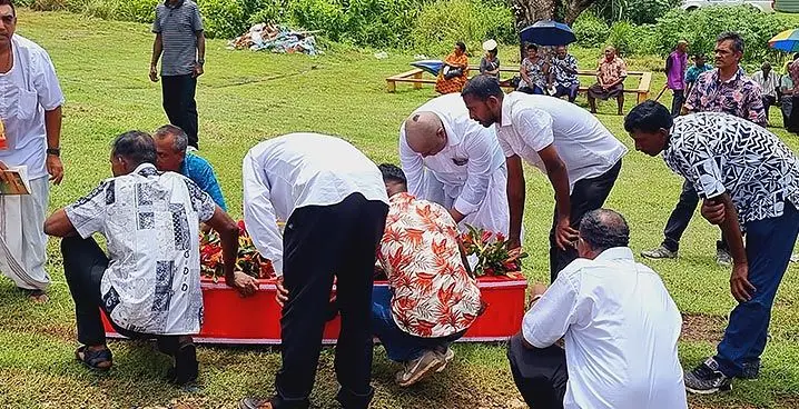 A large crowd gathered (family, relatives, friends and well wishes) to bid their last farewell to the late Pram Lal at Delailabasa in Labasa on January 30, 2023. Photo: Sampras Anand