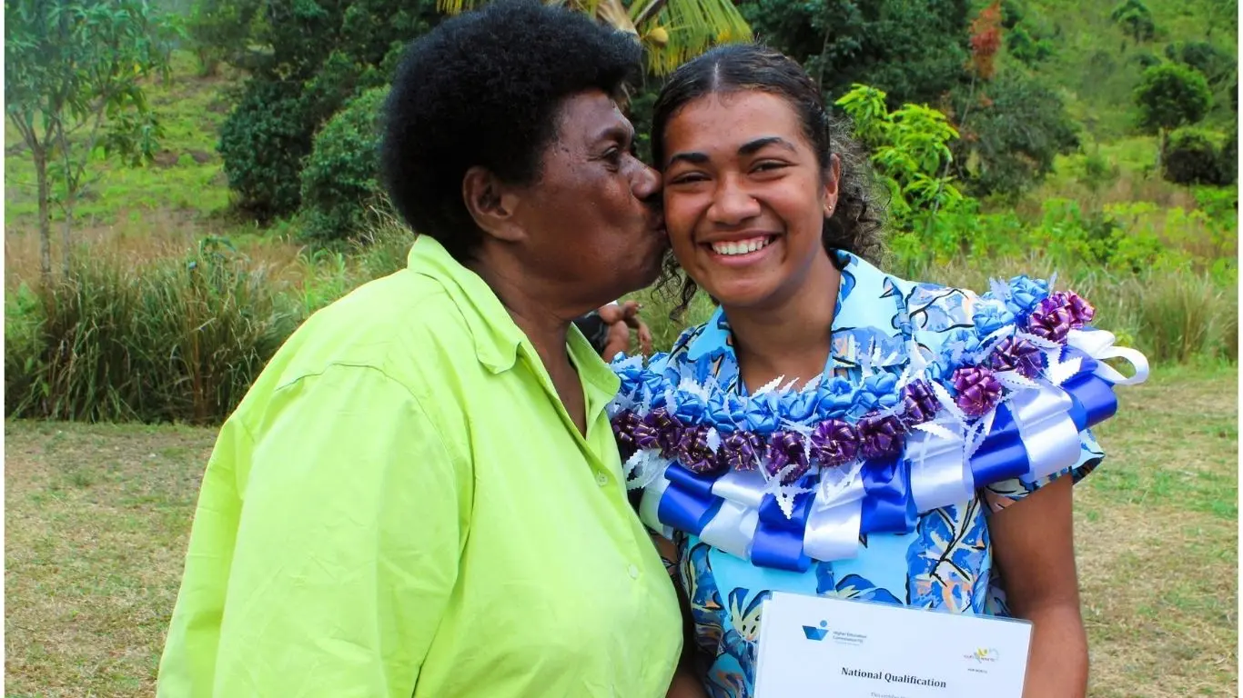 Nineteen-year-old Seini Didi shares her graduation joy with her mother, Tarusila Tuvi, at the Naleba Youth Training Centre in Labasa on September 4, 2026. 