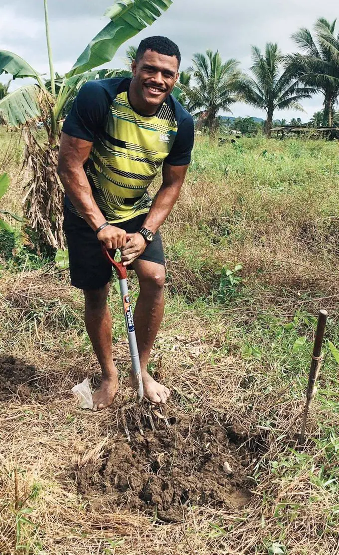 Jiuta Wainiqolo works on his farm in Navua on May 11, 2020. Wainiqolo made his debut for the Fiji Airways Flying Fijians against the Barbarians last November. He is now recalled into the Fijian 7s extended training squad for the World Sevens Series and next year’s Olympic Games in Tokyo, Japan. Photo: Simione Haravanua