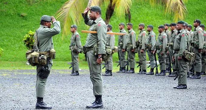3FIR Commanding Officer, Lieutenant-Colonel Aseri Rokoura (left) during their end-of-year parade at the Queen Elizabeth Barracks.