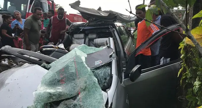 The accident scene at Davuilevu this morning. Photo: Losirene Lacanivalu