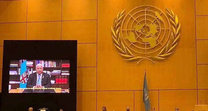Fijian Prime Minister, Honourable Josaia Voreqe Bainimarama while delivering Fiji’s statement at the UNHCR, 71st Session of the Executive Committee Meeting held in Geneva. 