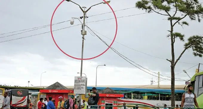 A CCTV Camera (circled) at the Suva bus stand that is connected to Totogo Police station. Photo: Ronald Kumar