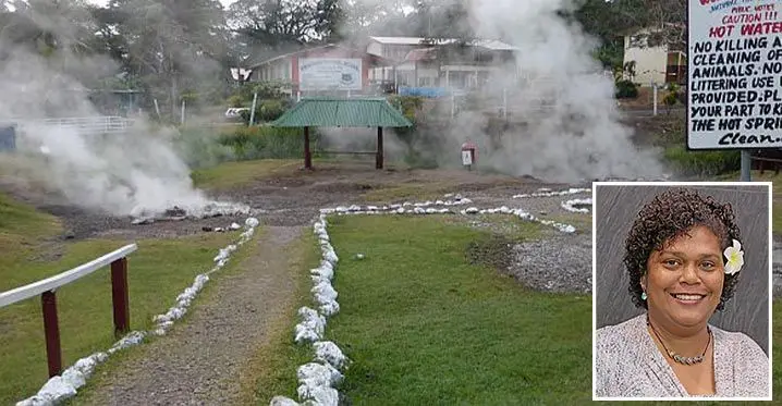 Savusavu Hotspring. Inset: Vasiti Adi Vonokula