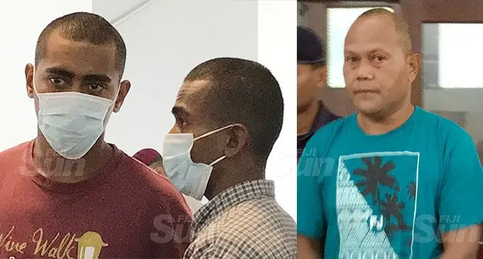 Isikeli Tawake Lagibalavu (left), Josateki Rokodakunivosa and Mikaele Lawaniyale outside the High Court on October 13, 2020. Photo: Ashna Kumar