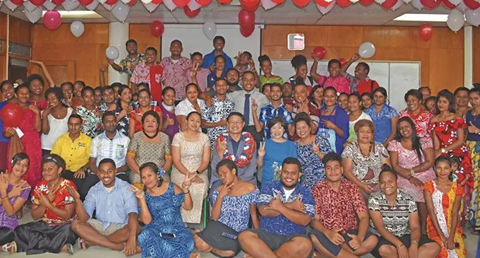 Chief guest Holy Hand Church senior pastor Dong-In Jang (middle) with his wife, staff and students of the University of the South Pacific during the Easter celebration in Labasa on April 17, 2019. Photo: Shratika Naidu