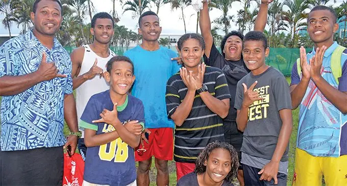 Athletes from Vatukoula’s Nilsen College with their coach Iosefo Nailoilo (left) in Suva on Apriol 15, 2019. Photo: Ronald Kumar