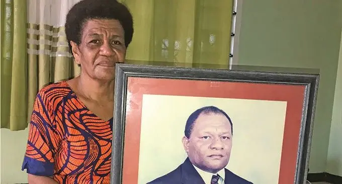 Ulukalisi Bale Naiqamu holds a picture of her late husband late Osea Naiqamu at their home in Natabua, Lautoka on January 24, 2022. Photo: Waisea Nasokia