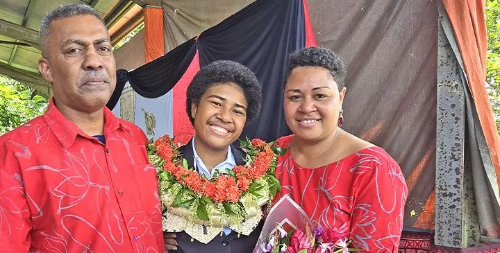 From left: Filiesa Neisulu( dad), Adi Alisi Neisulu, and her mother Adi Lewamata Tuisawau. Photo: Sosiveta Korobiau