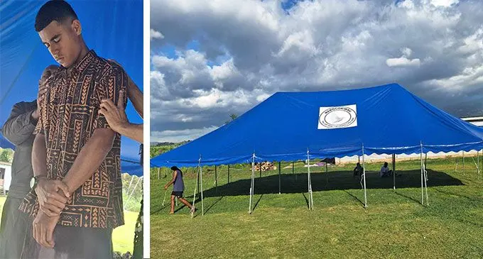 duri tu oqori ko Aminiasi Natoga ena gauna a vakatabui kina vaka Lotu na nona bisinisi na ‘Rogokibau Quality Tent For Hire’ ka tauyavu ena vica na vula sa oti.