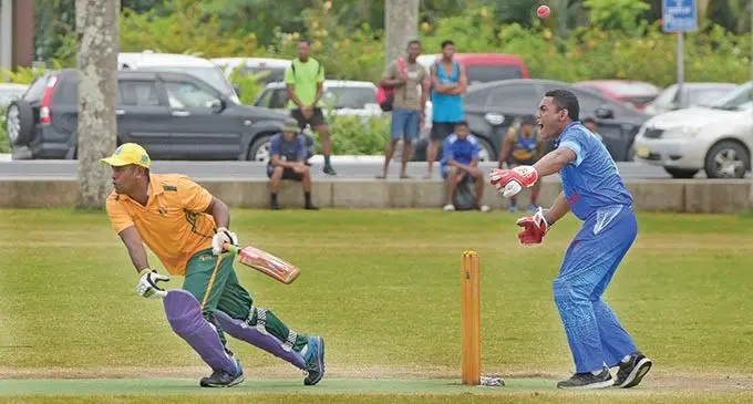  Moce batsman, Ganilau Gali makes his run against Digicel Suva Warriors during the Easter Cricket Championship semifinal at Albert Park, Suva, on April 8, 2021.  Photo: Ronald Kumar
