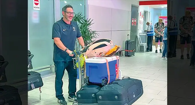 Fiji 7's World Cup winning Head Coach upon arrival at Nadi Airport after the Rugby World Cup in South Africa.